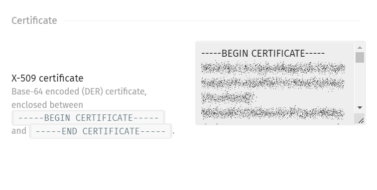 Adding the certificate in Exivity