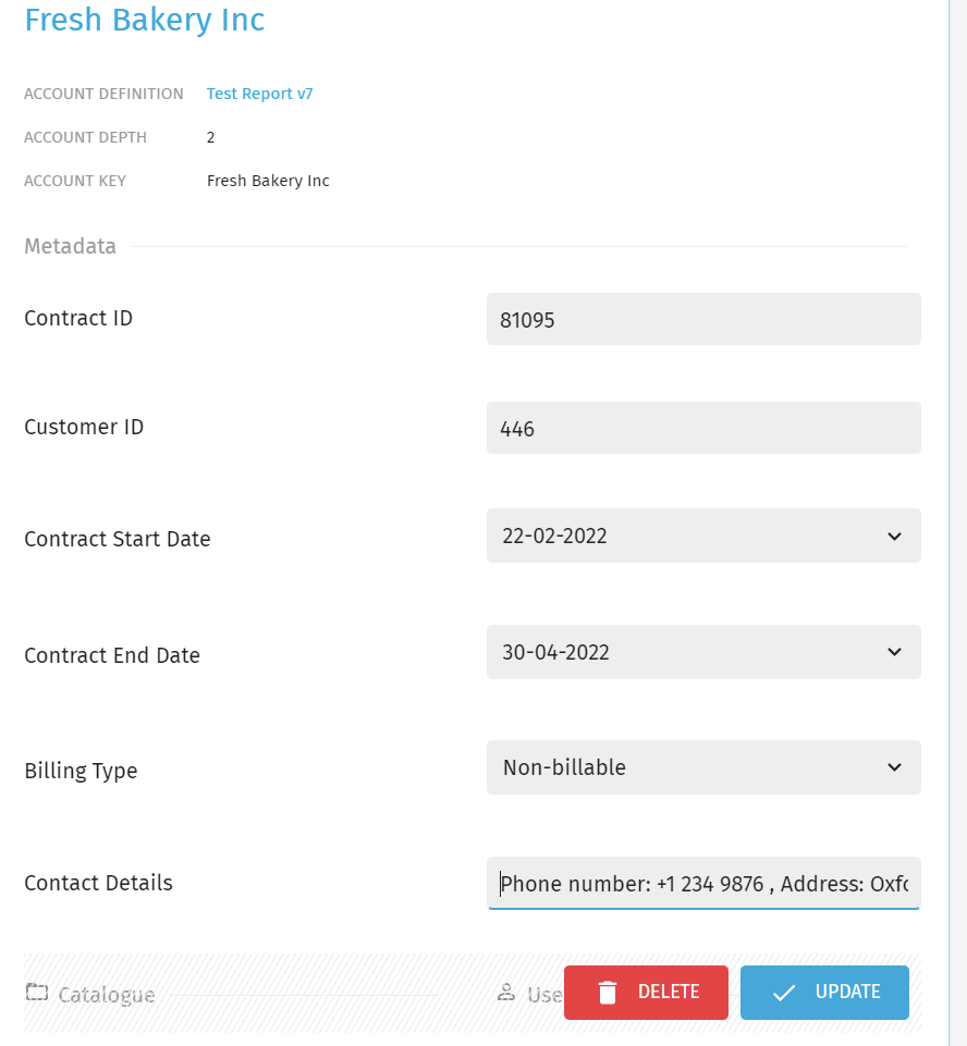 Adding Metadata values to an Account