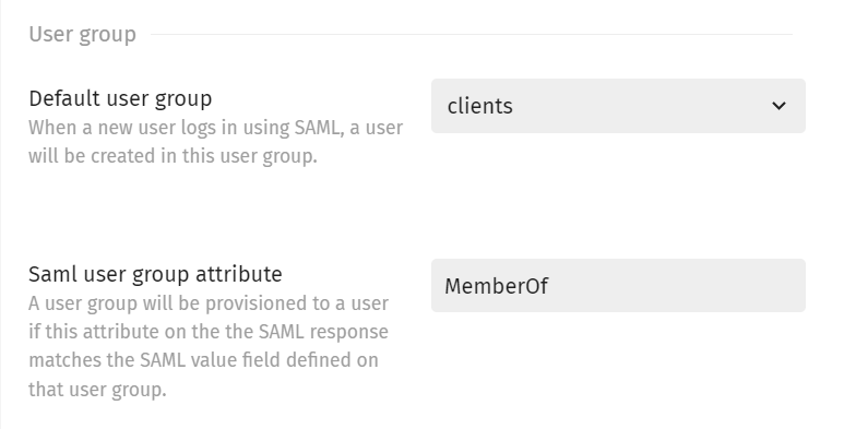 User Group attributes