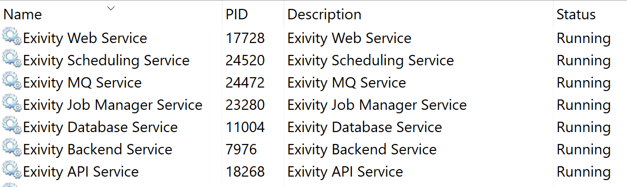 Windows Services with Exivity version 3.5.0 and higher
