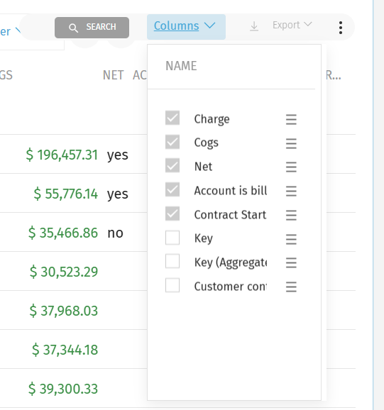 Metadata columns in Accounts detailed view